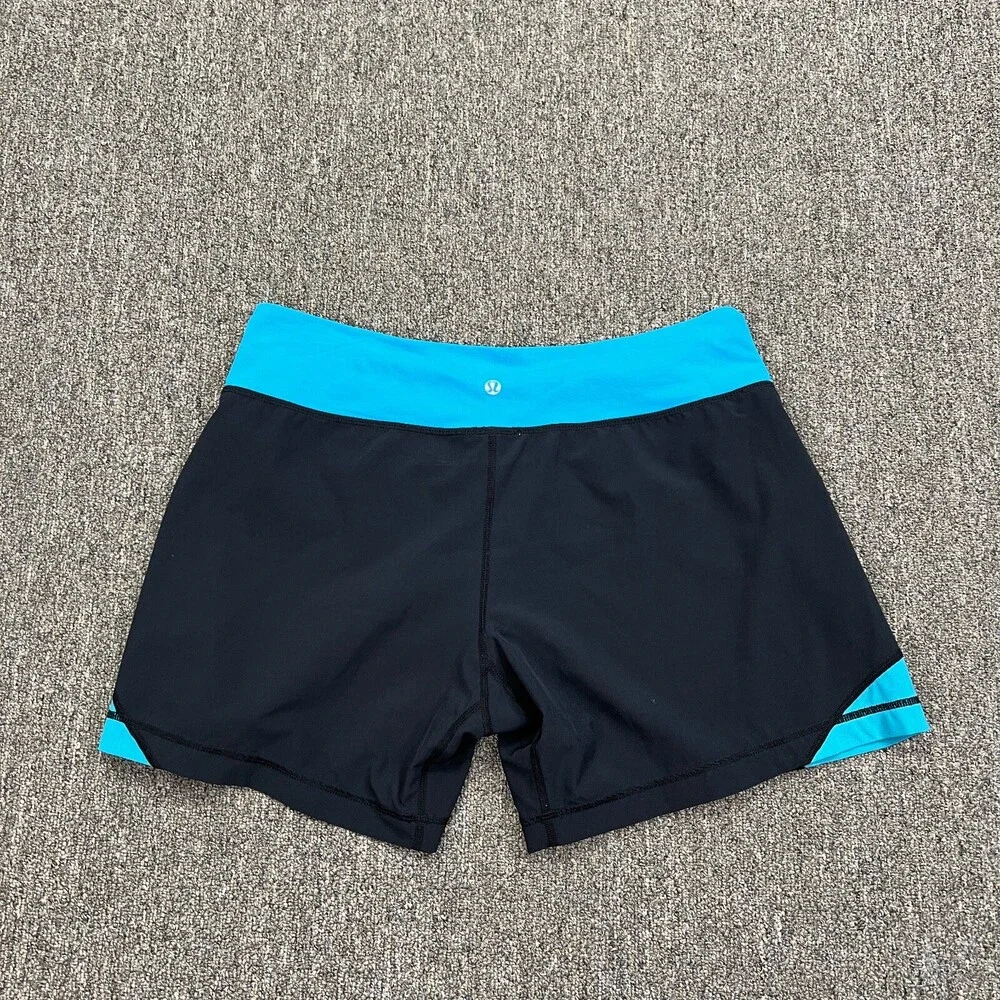 Lululemon Athletic Shorts Womens 8 Black Blue Medium Running 31‎ x 5 Bottoms